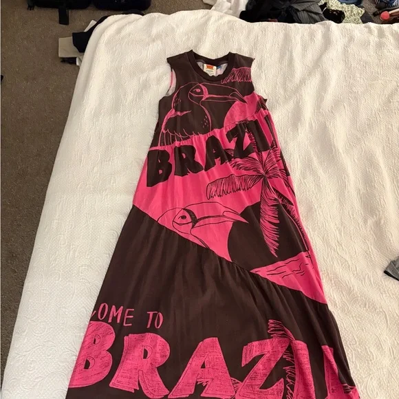 FARM Rio Pink and Brown Graphic Maxi Dress - Picture 2 of 5